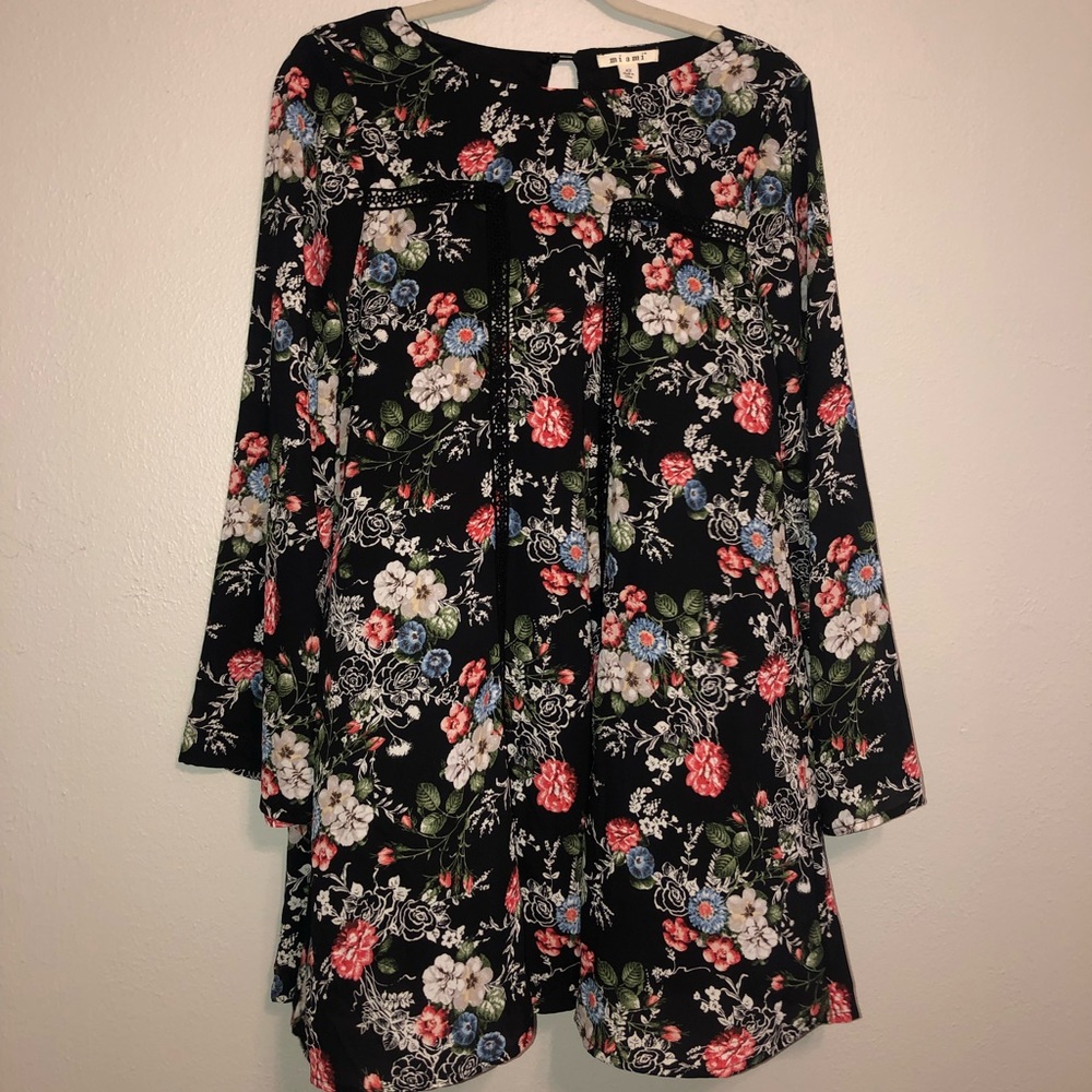 Black Red and Blue Floral Miami Francesca’s Dress